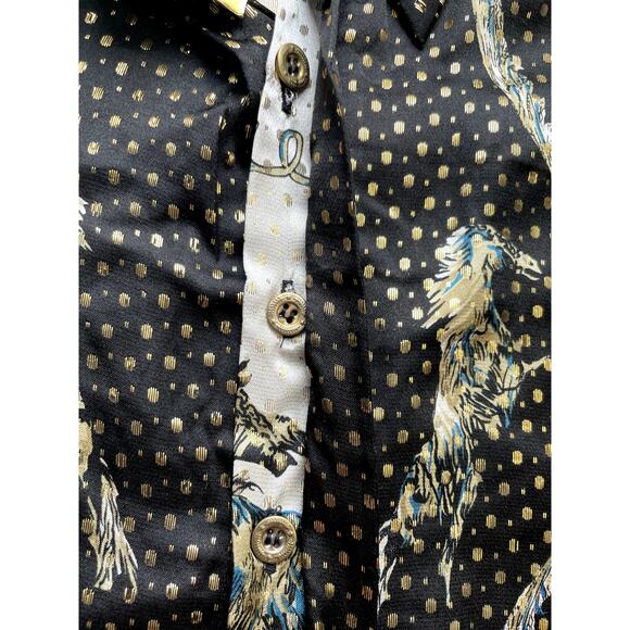 NWT SCORPIO Western Print Silk Blend Button Down Blouse SIze XL - Picture 5 of 7